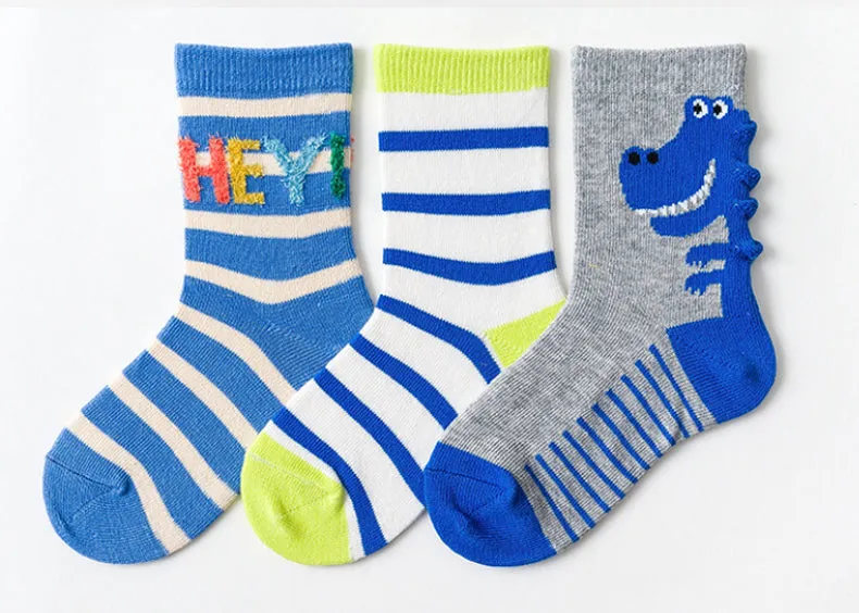 3 Pack Kids' Socks | Cotton | Dinosaur