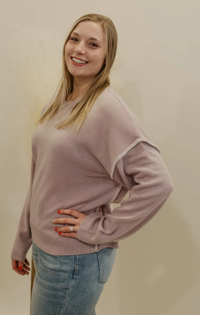 ABBY LAVENDER ROUND NECK SWEATER BY IVY & CO