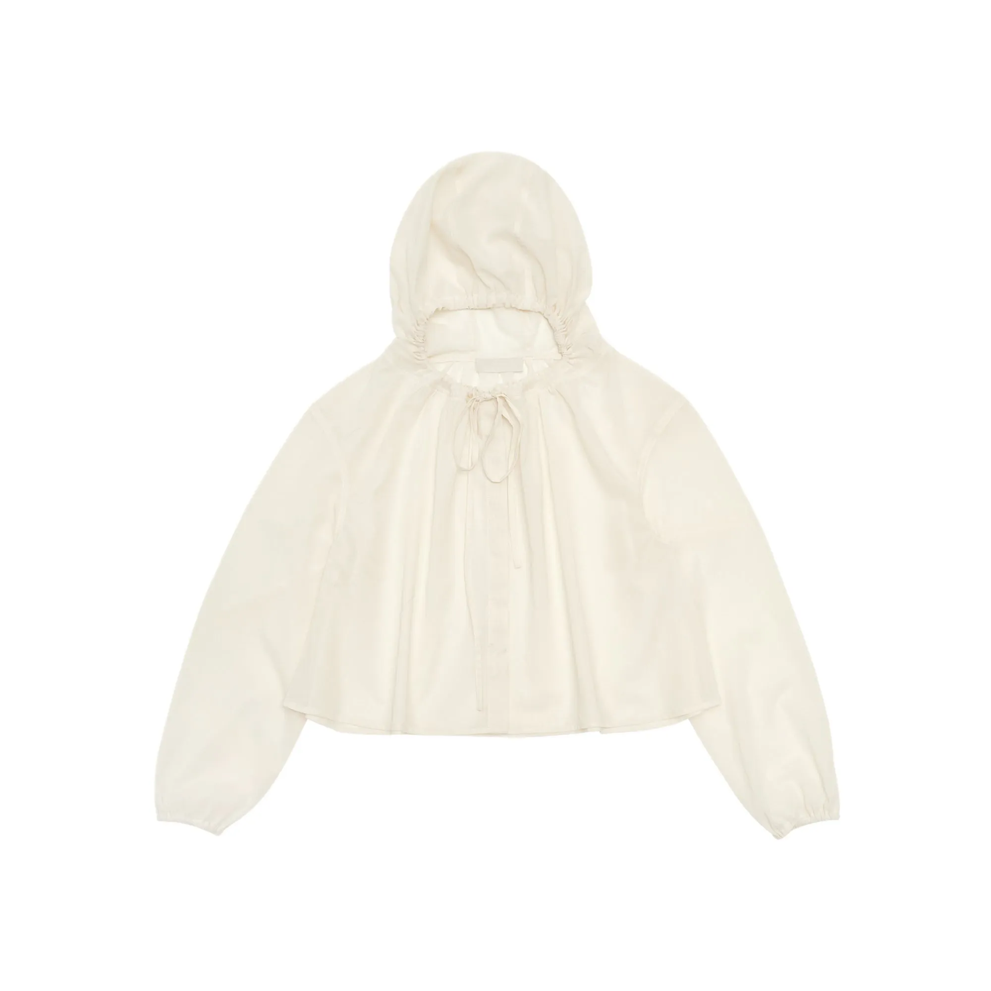 Amomento Womens Sheer Shirring Hooded Blouse