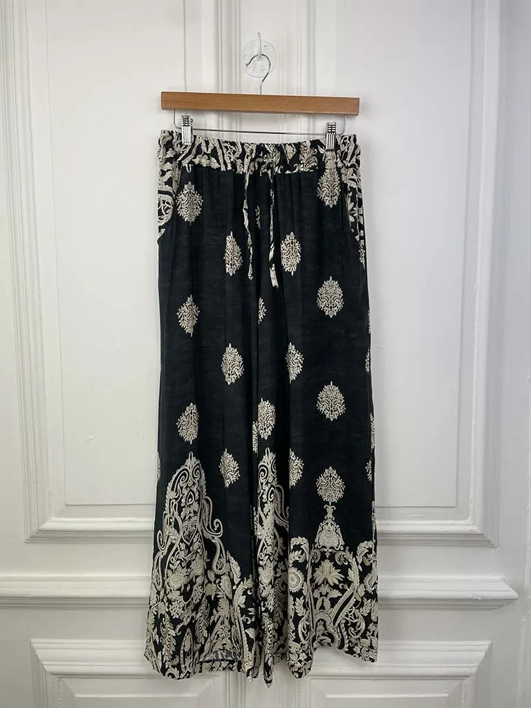 Baroque Wide Leg Trousers - Black