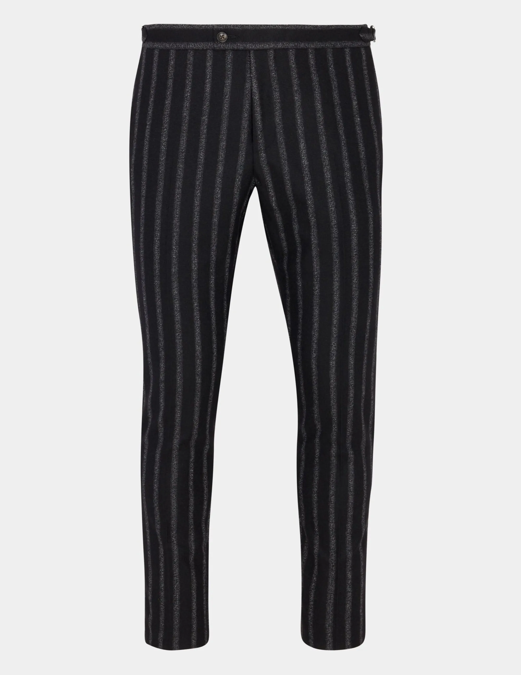 Black White Stripes Wool Trousers