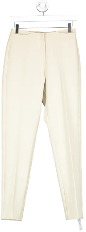 BREATHE Cream Slim Fit High Waisted Trousers UK S