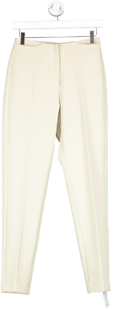 BREATHE Cream Slim Fit High Waisted Trousers UK S