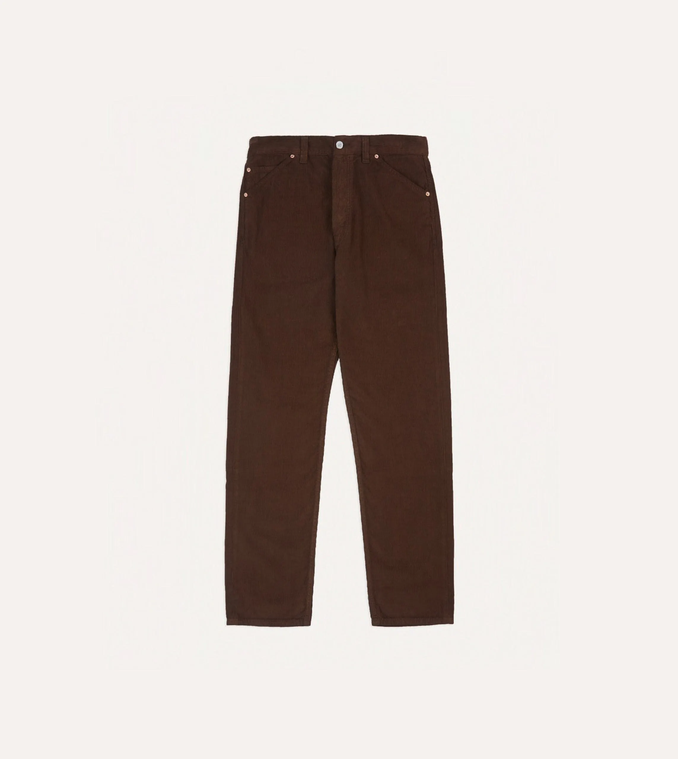 Brown Japanese Selvedge Needlecord Five-Pocket Trousers