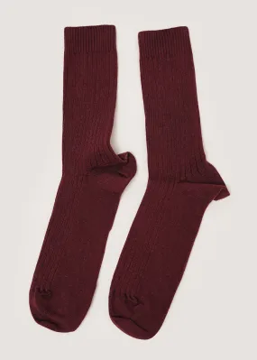 Burgundy Rib Overankle Socks