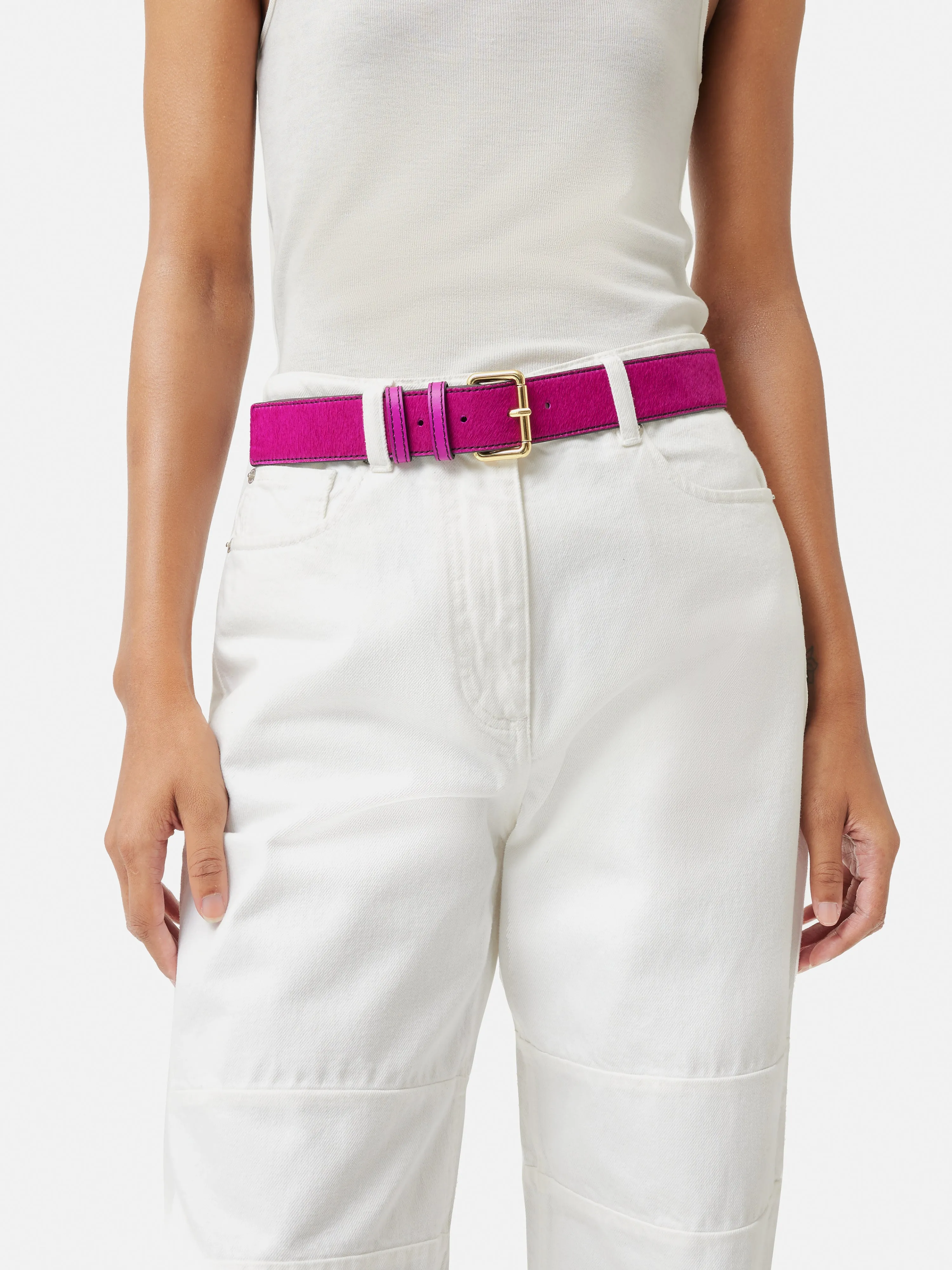 Calf Hair Jean Belt | Pink