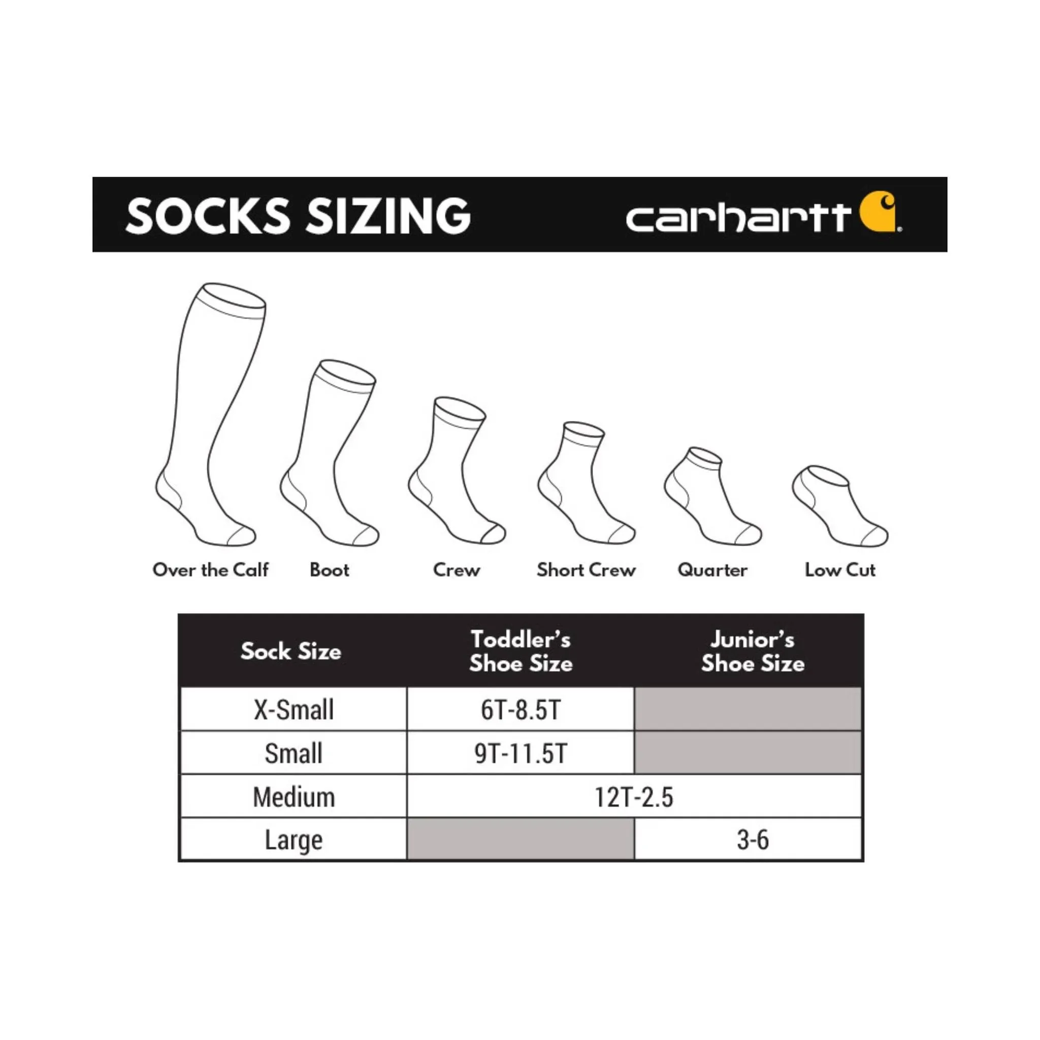 Carhartt Kids' Toddler Camp Crew 6 Pack Socks - Grey