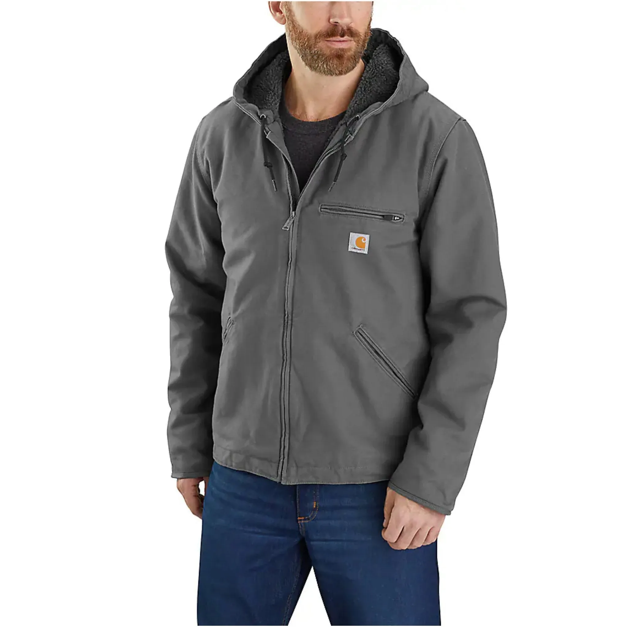 Carhartt Men's Relaxed Fit Washed Duck Sherpa Lined Jacket - Gravel