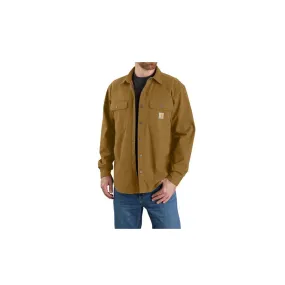 Carhartt Rugged Flex Relaxed Fit Canvas Fleece Lined Shirt Jac Oak Brown