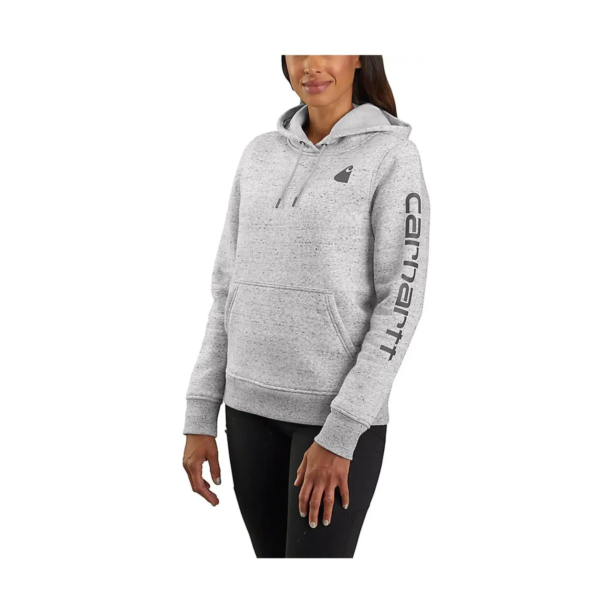 Carhartt Women's Relaxed Fit Midweight Logo Sleeve Graphic Sweatshirt - Asphalt Heather Nep