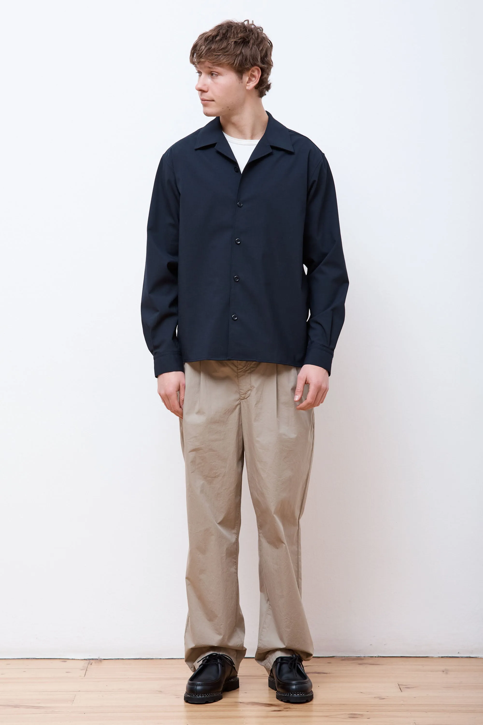 Carsten Light Wool LS Shirt Dark Navy