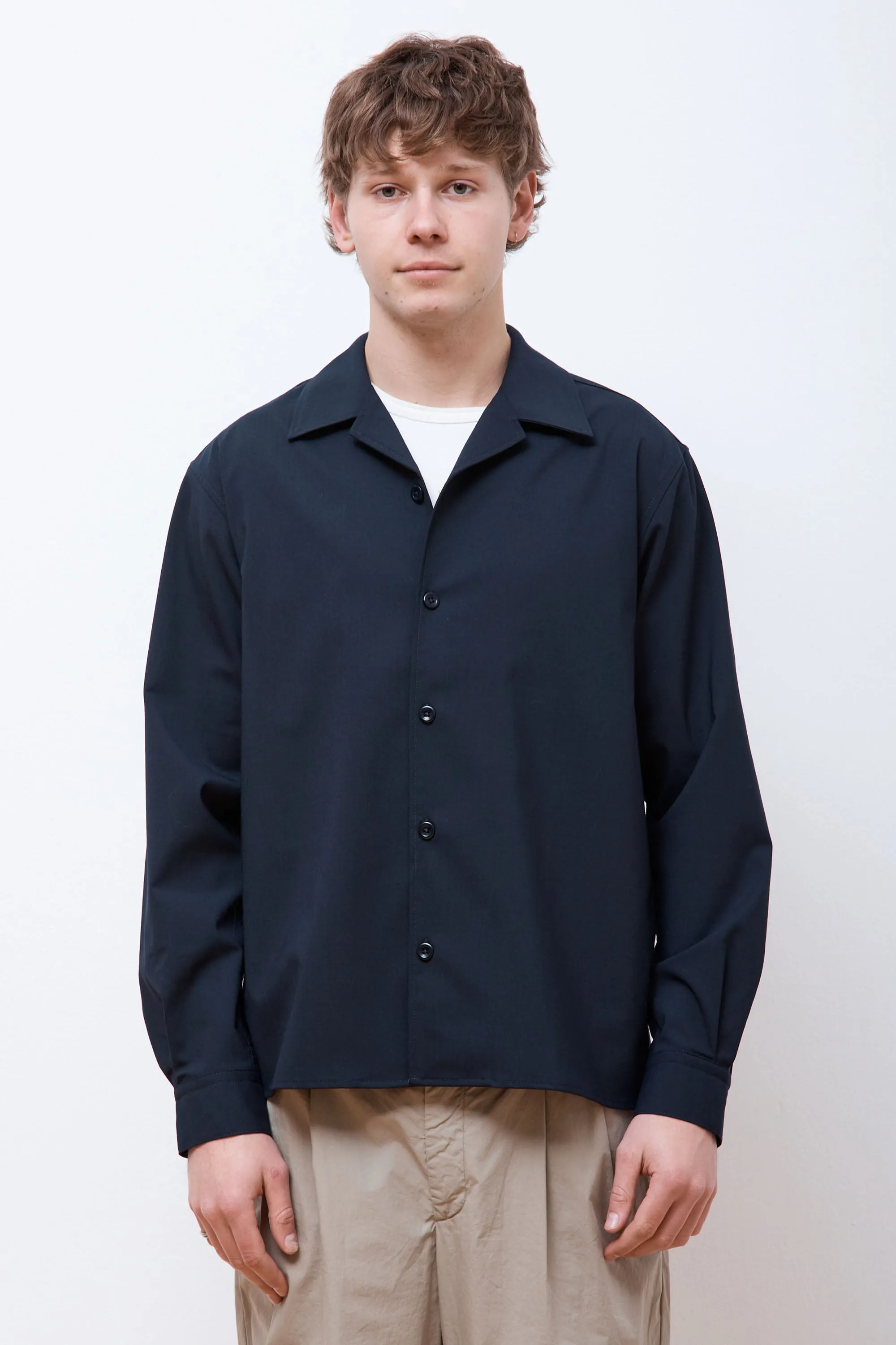 Carsten Light Wool LS Shirt Dark Navy