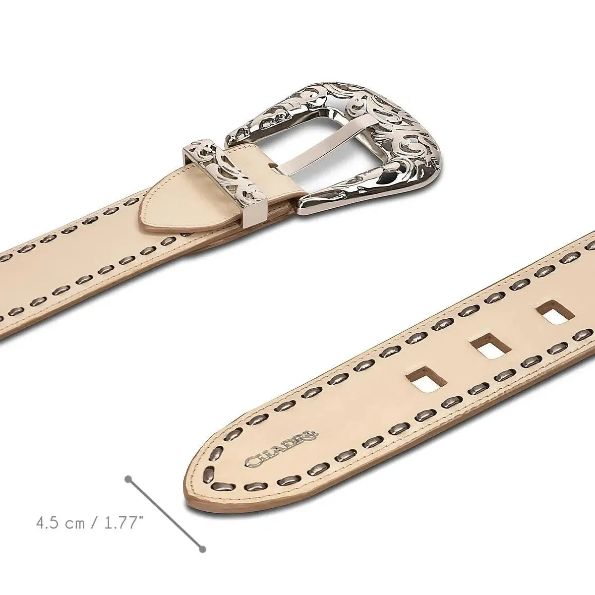 CD974RS - Cuadra sand cowboy Paris Texas leather belt for women