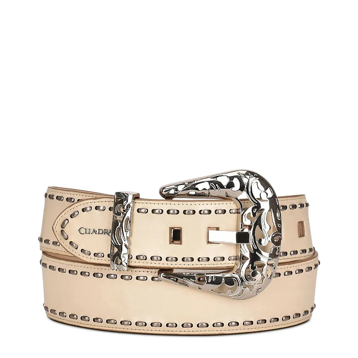 CD974RS - Cuadra sand cowboy Paris Texas leather belt for women