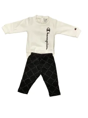 Champion Infant tracksuit crew neck sweatshirt trousers with cuff 404504 WW001 wht/bnk white-black