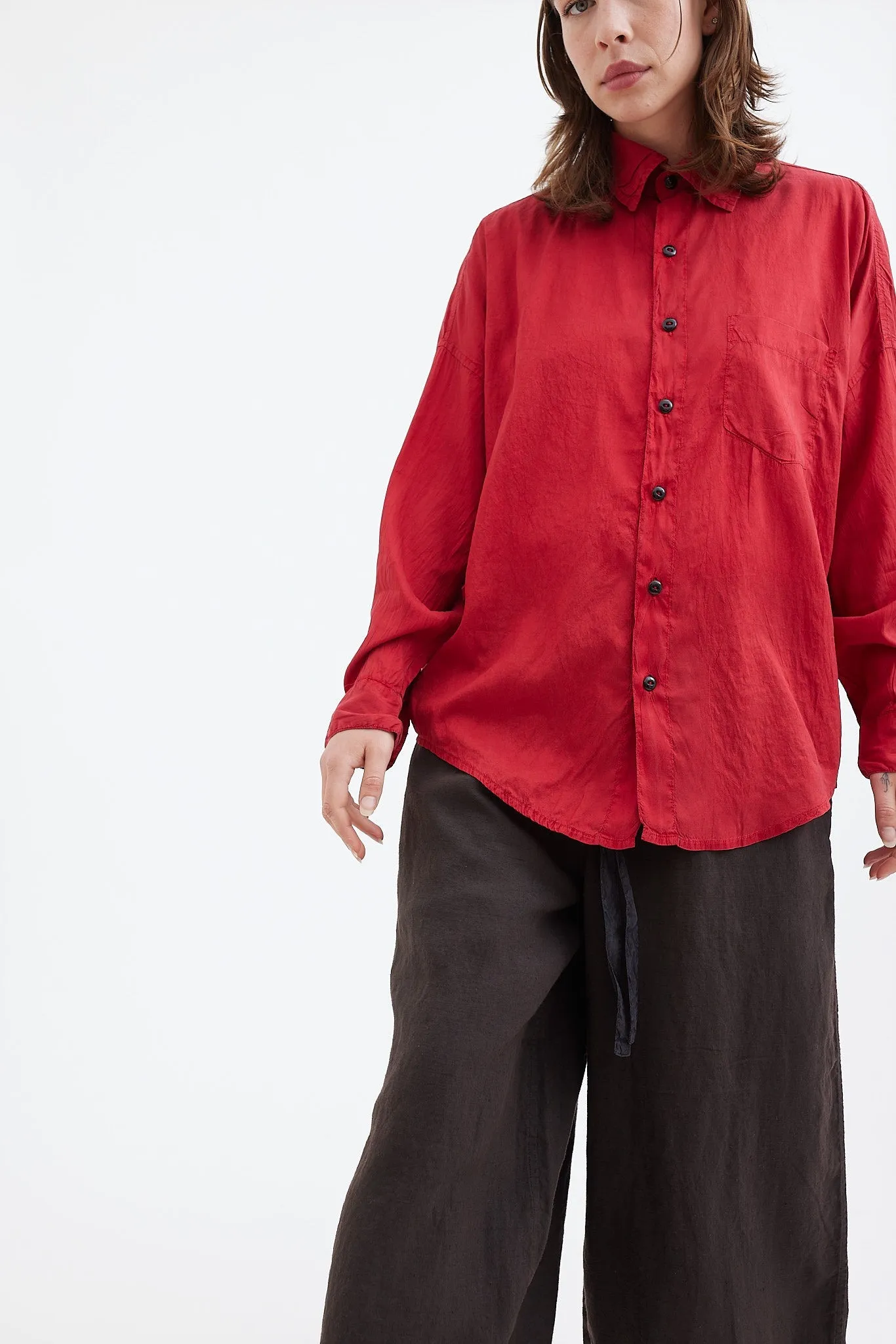 Chez Vidalenc -  Shirt - Silk Taffel AXL - Tomato Red