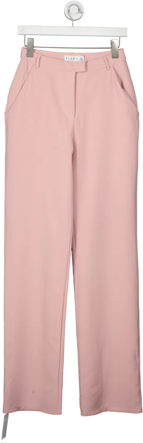 Club L Pink High Waist Wide Leg Trousers UK 8