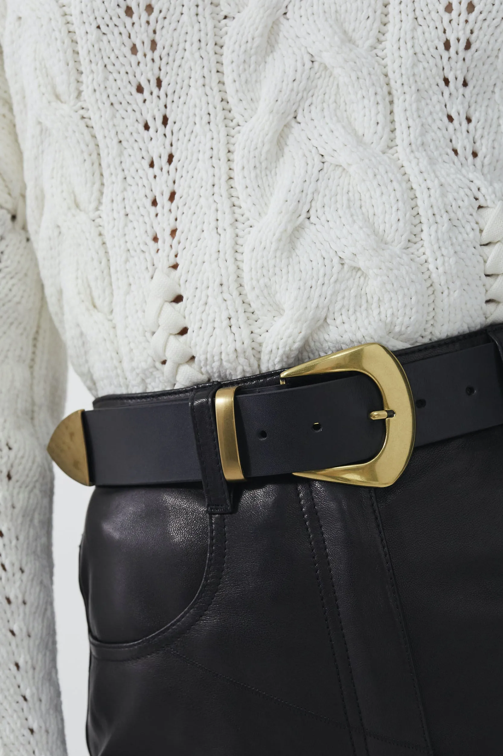 Copp Leather Belt in Black and Gold