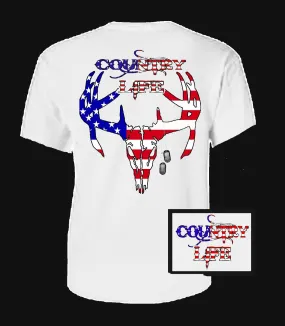 Country Life Outfitters USA American Flag Deer Skull Head Vintage Unisex Bright T Shirt