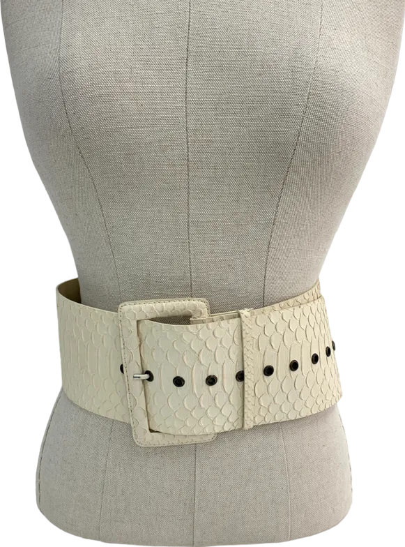 Cream Wide Snakeskin Belt