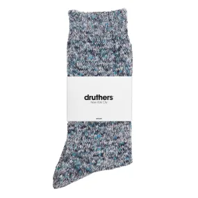 Druthers Recycled Melange Crew Socks - Blue