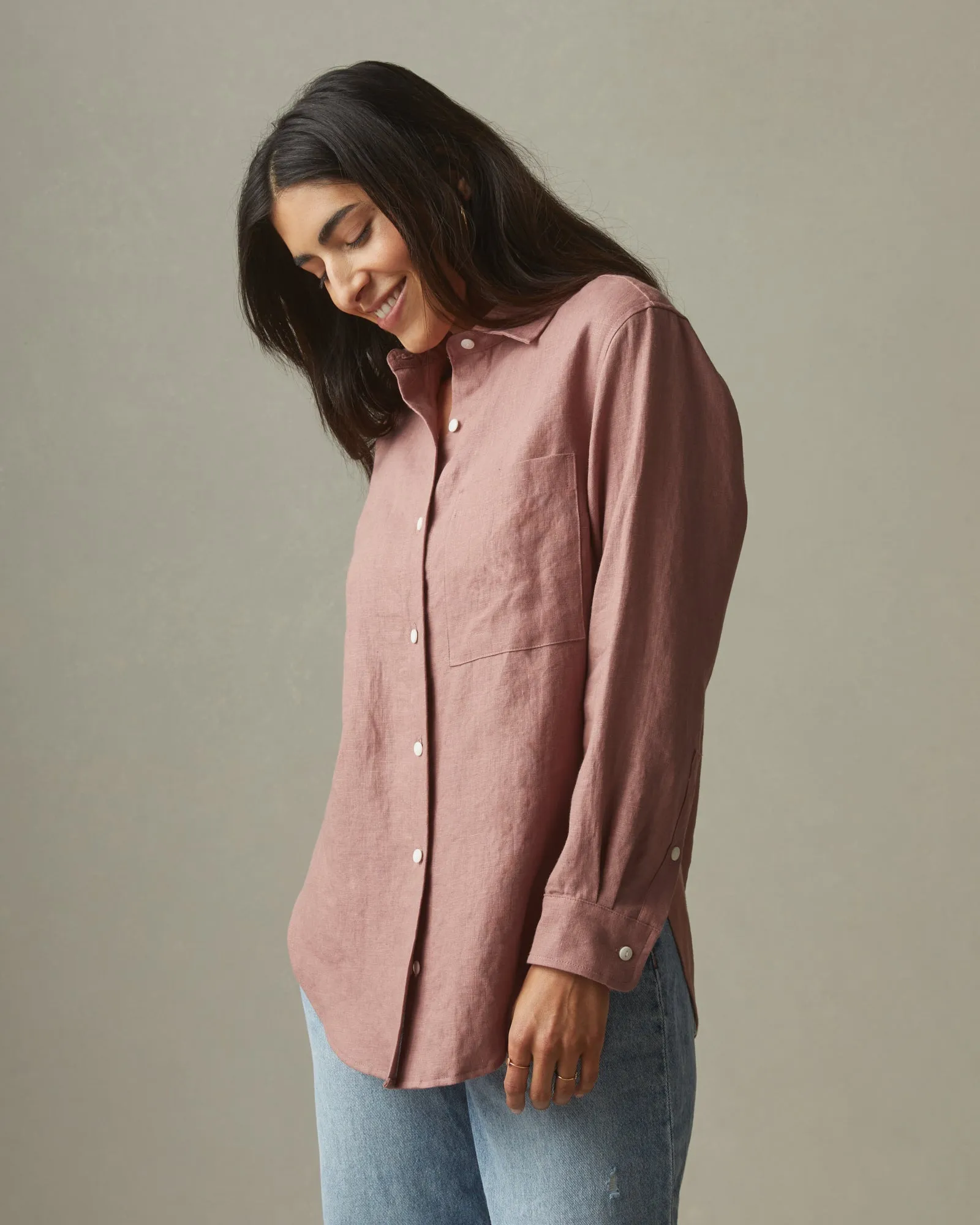 Easy Linen Long Sleeve Shirt - Burlwood