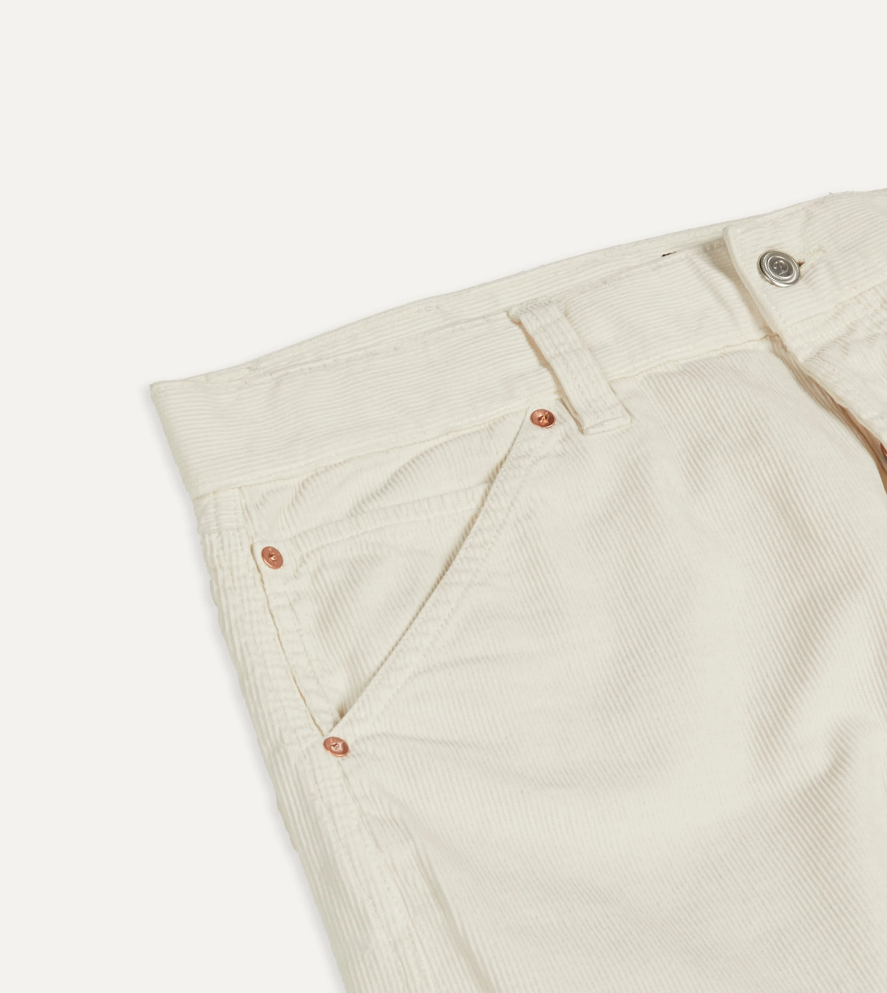 Ecru Japanese Selvedge Needlecord Five-Pocket Trousers