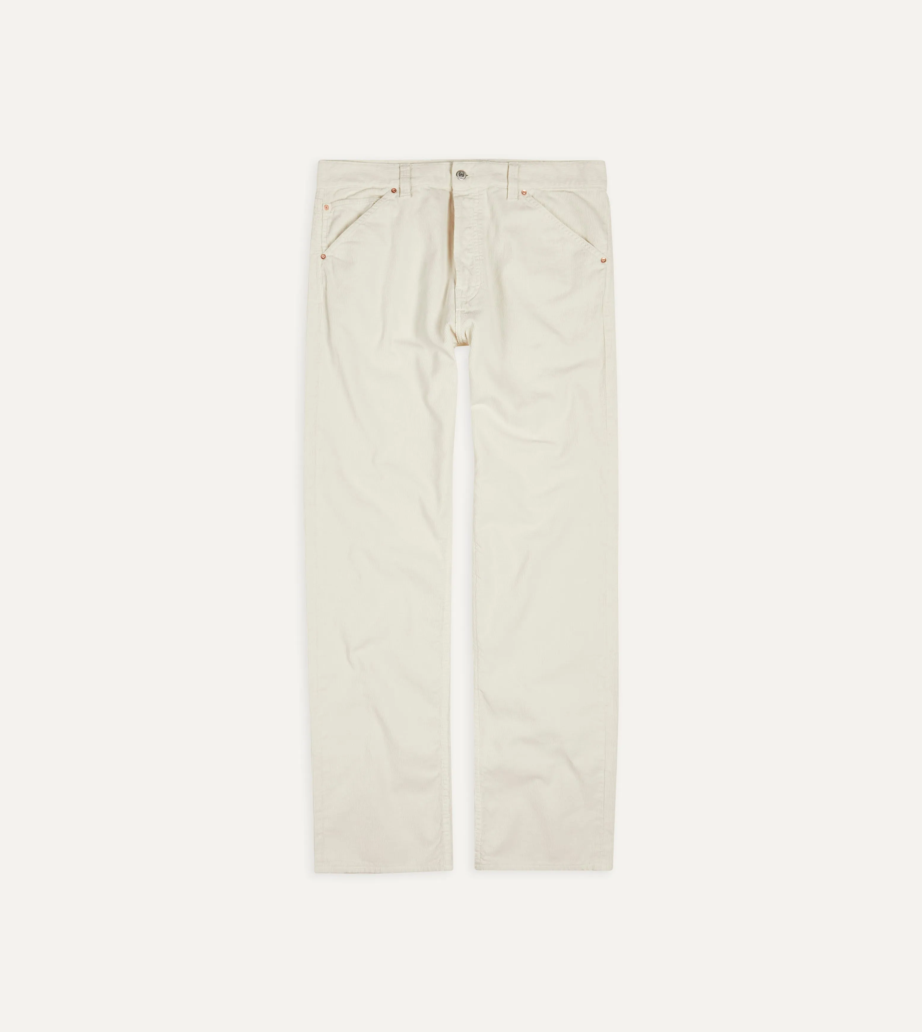 Ecru Japanese Selvedge Needlecord Five-Pocket Trousers