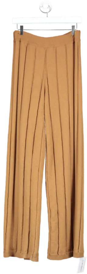 Eschel Brown Rose Knitted Wide Leg Trousers UK S