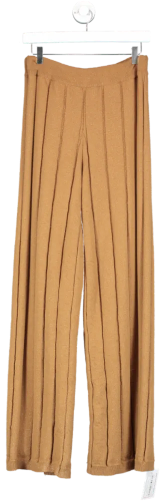 Eschel Brown Rose Knitted Wide Leg Trousers UK S