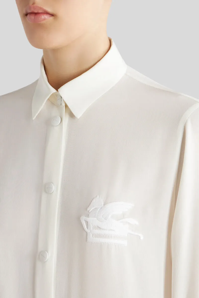 Etro Embroidered Pegaso Silk Shirt - White