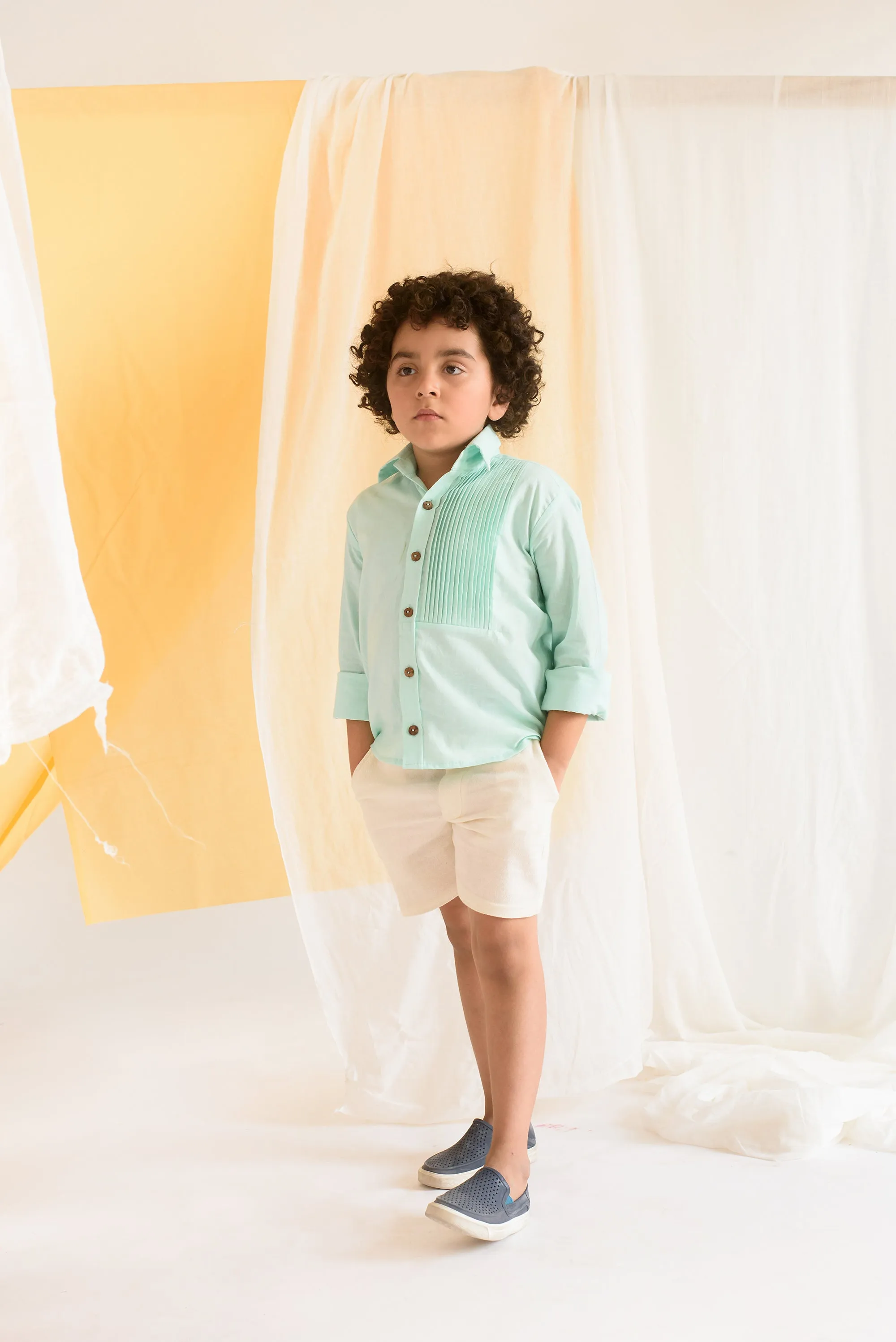 Everyday Eden- Organic Cotton Pin Tucks Shirt For Boys