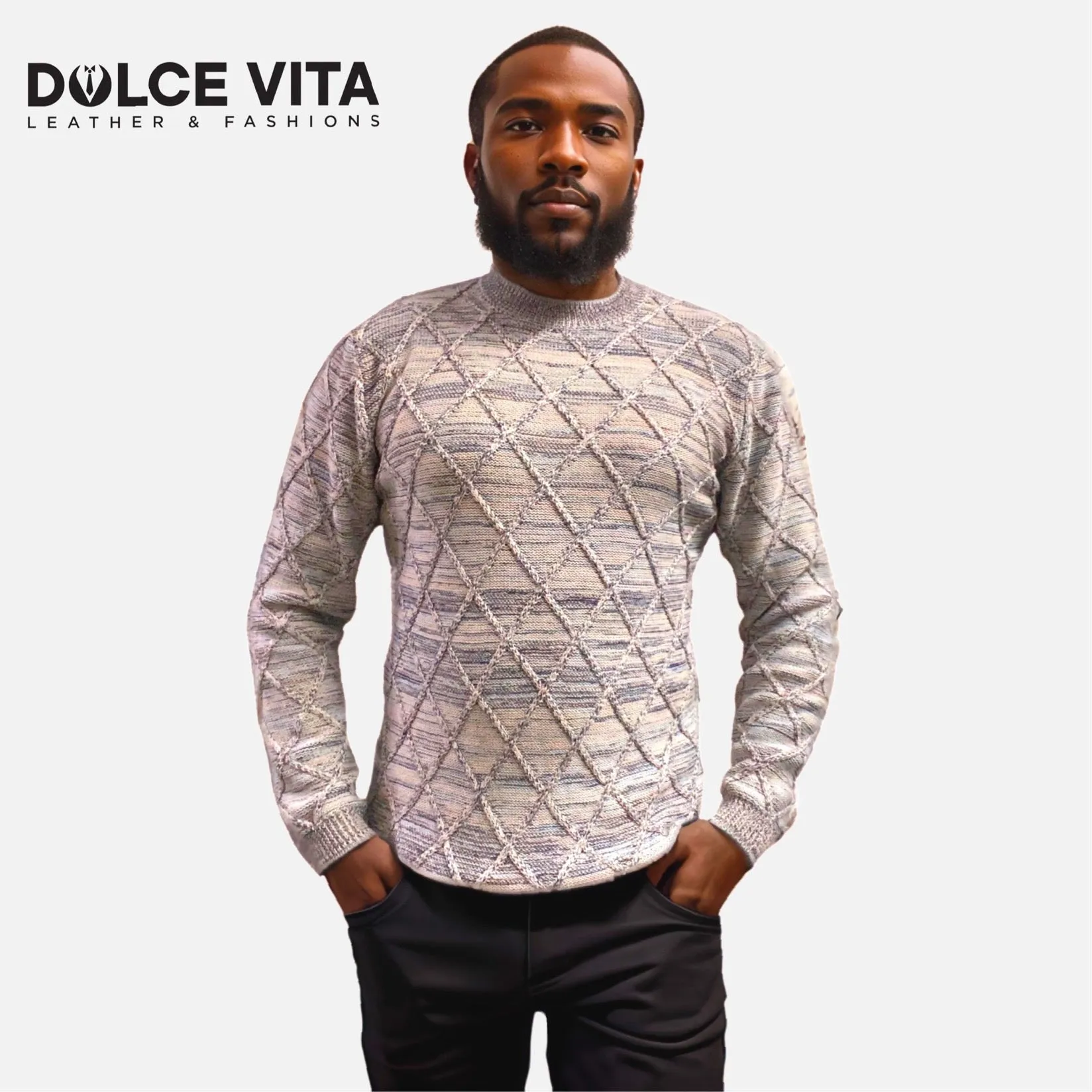 Final Sale | Men's Bone Sweater with subtle Gradient Multicolor Design