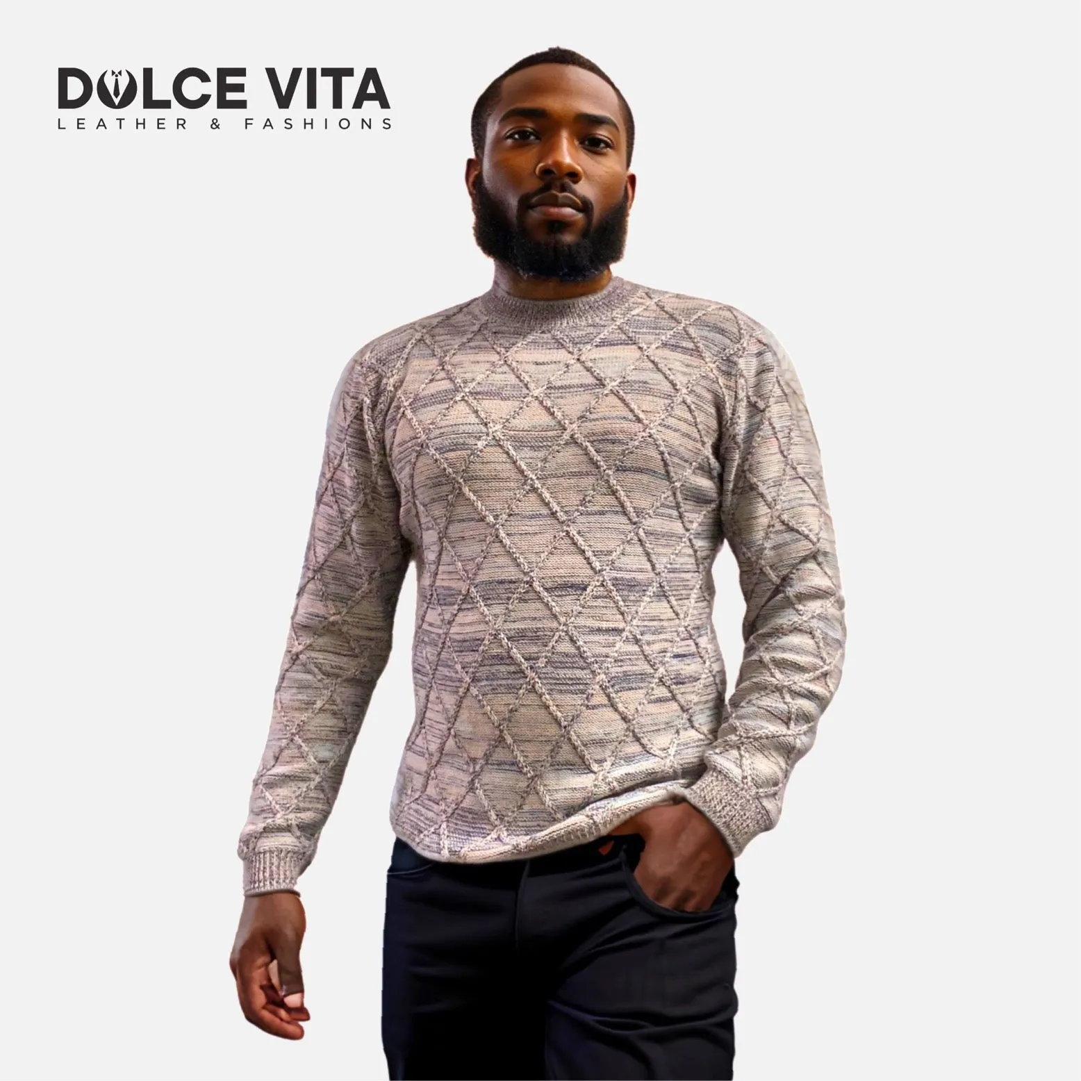 Final Sale | Men's Bone Sweater with subtle Gradient Multicolor Design