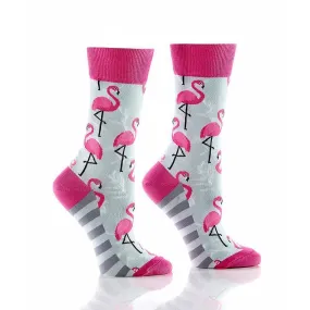 Flamingo Crew  Socks - Blue/White