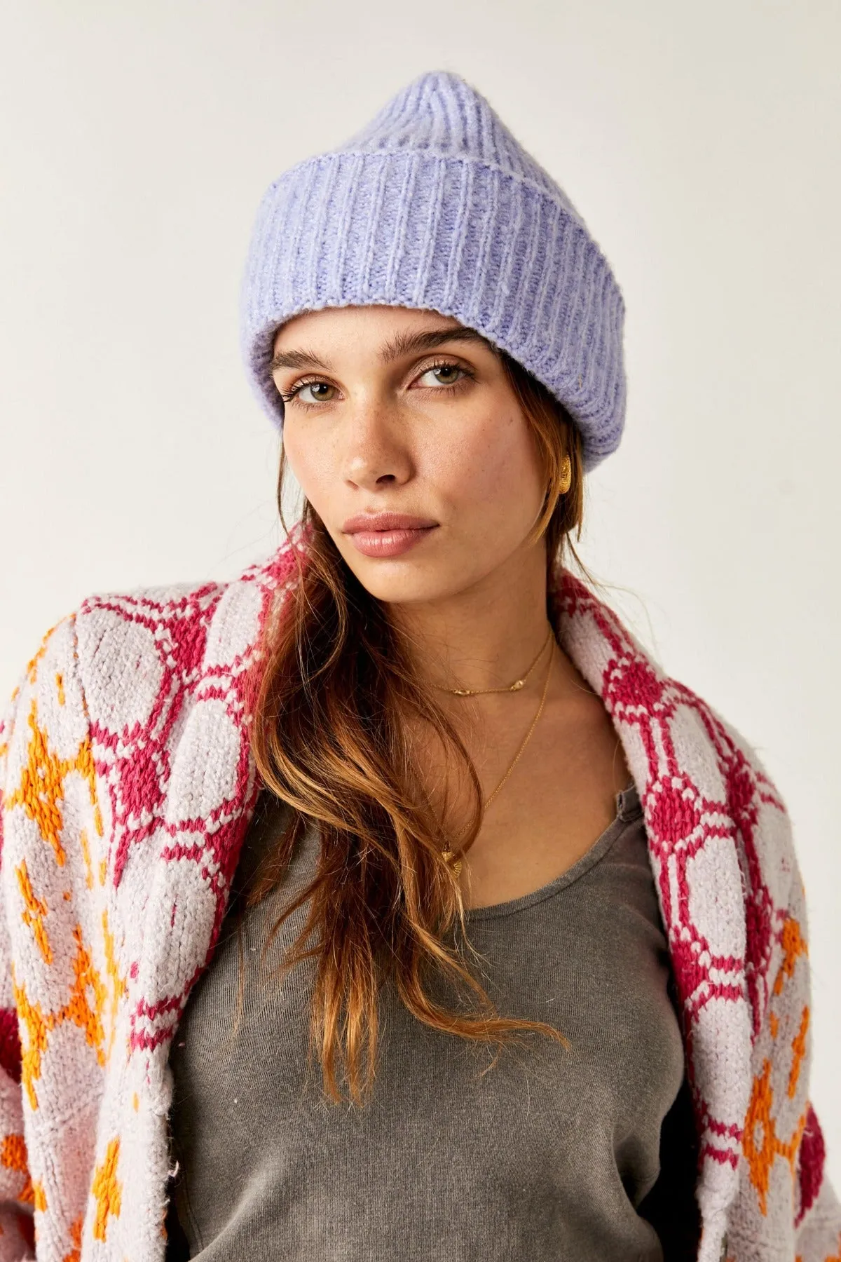 Free People Harbor Marble Ribbed Beanie - Periwinkle