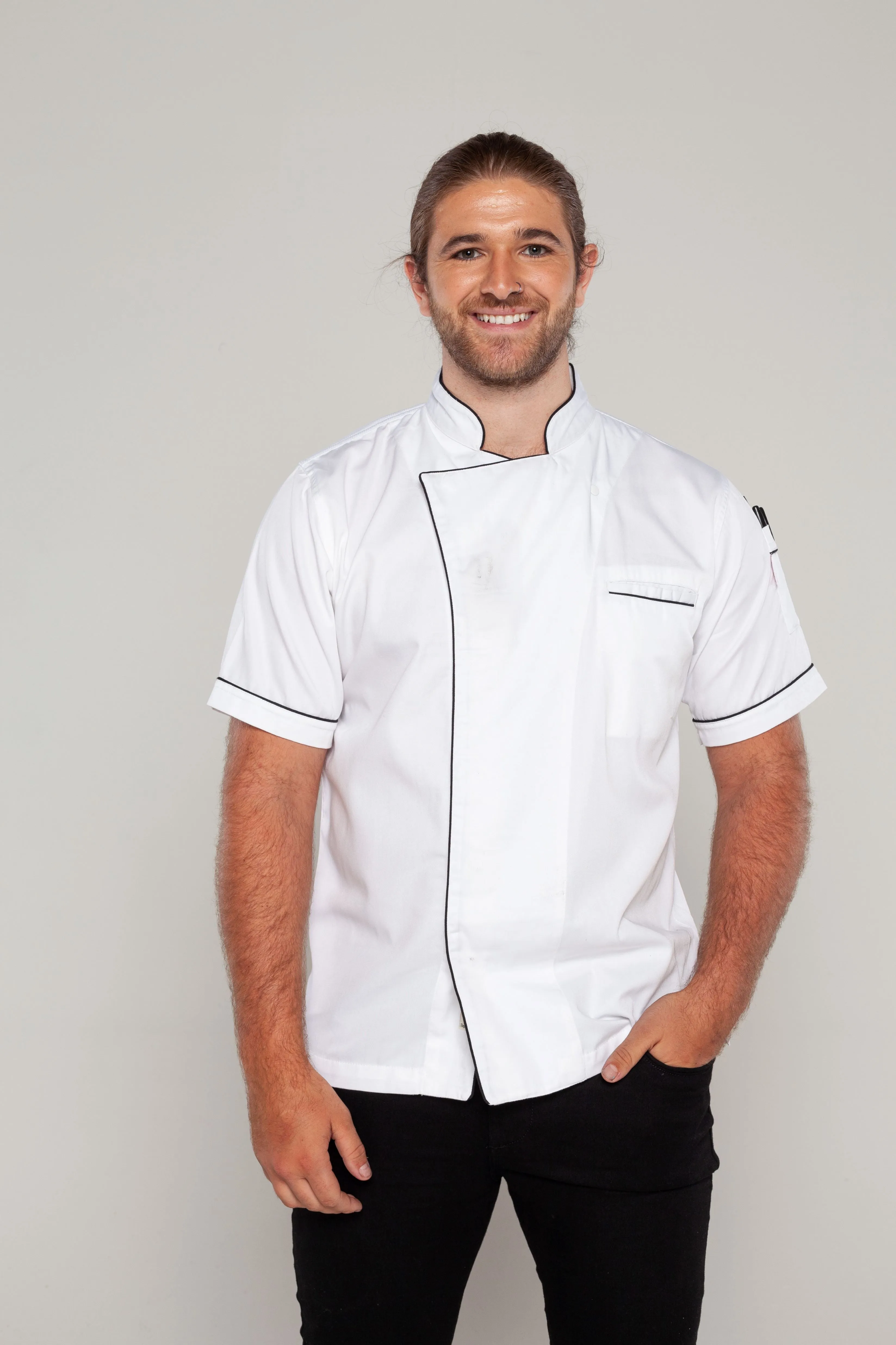 Gazi Chef Jacket White with Black Trim and Coolvent