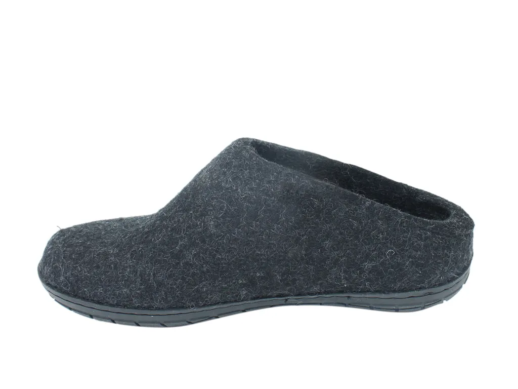 Glerups Slippers Charcoal Rubber Sole