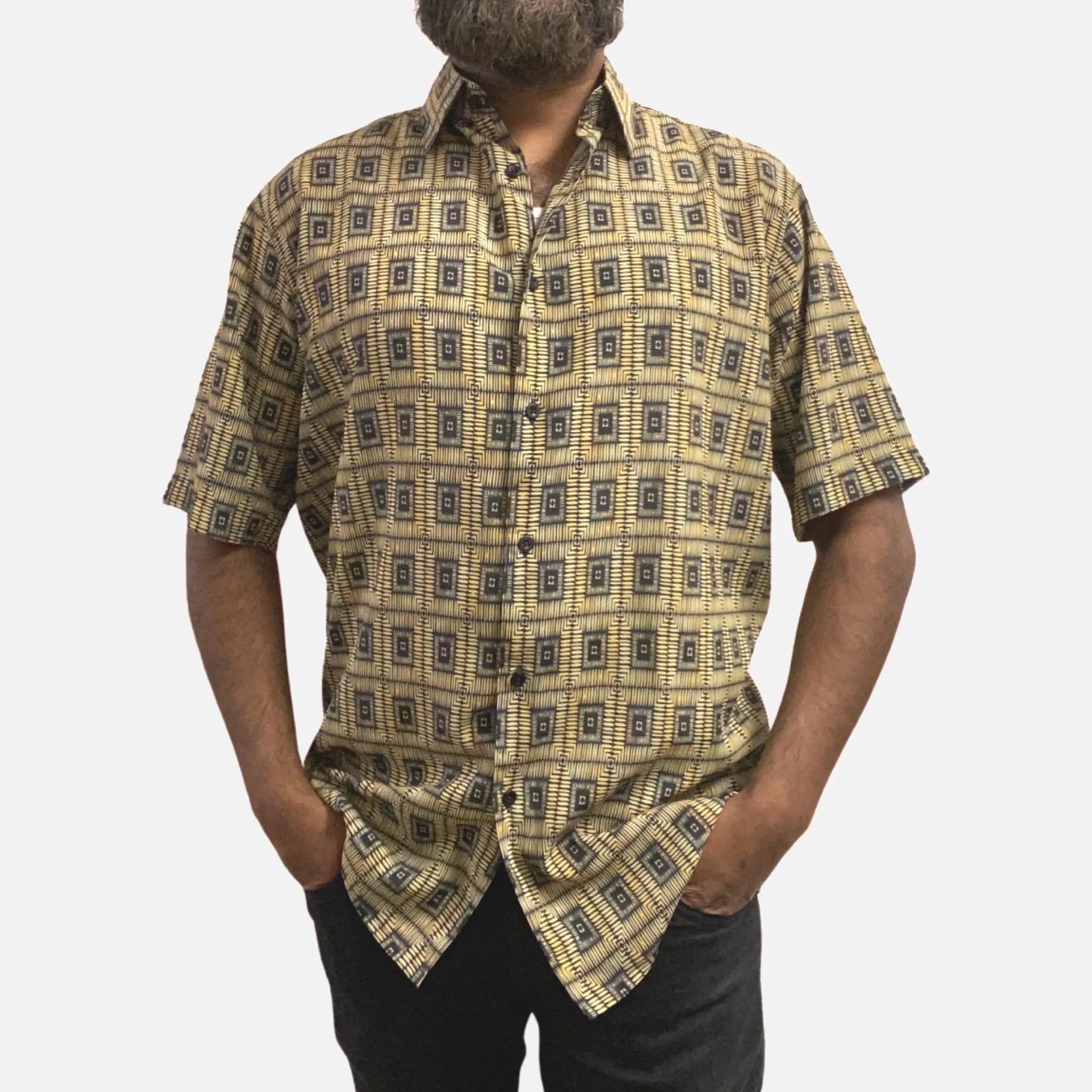 Gold and Black Summer Short Sleeve Shirt | Classic Fit