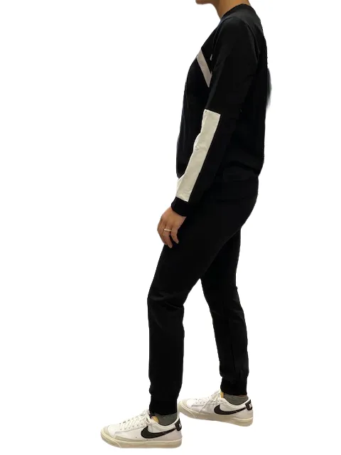 Hangar93 Boy's tracksuit in brushed cotton with crew-neck sweatshirt and trousers with elasticated hem Z2771J NER01 black