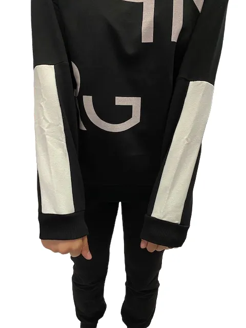 Hangar93 Boy's tracksuit in brushed cotton with crew-neck sweatshirt and trousers with elasticated hem Z2771J NER01 black