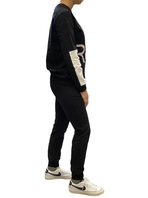 Hangar93 Boy's tracksuit in brushed cotton with crew-neck sweatshirt and trousers with elasticated hem Z2771J NER01 black