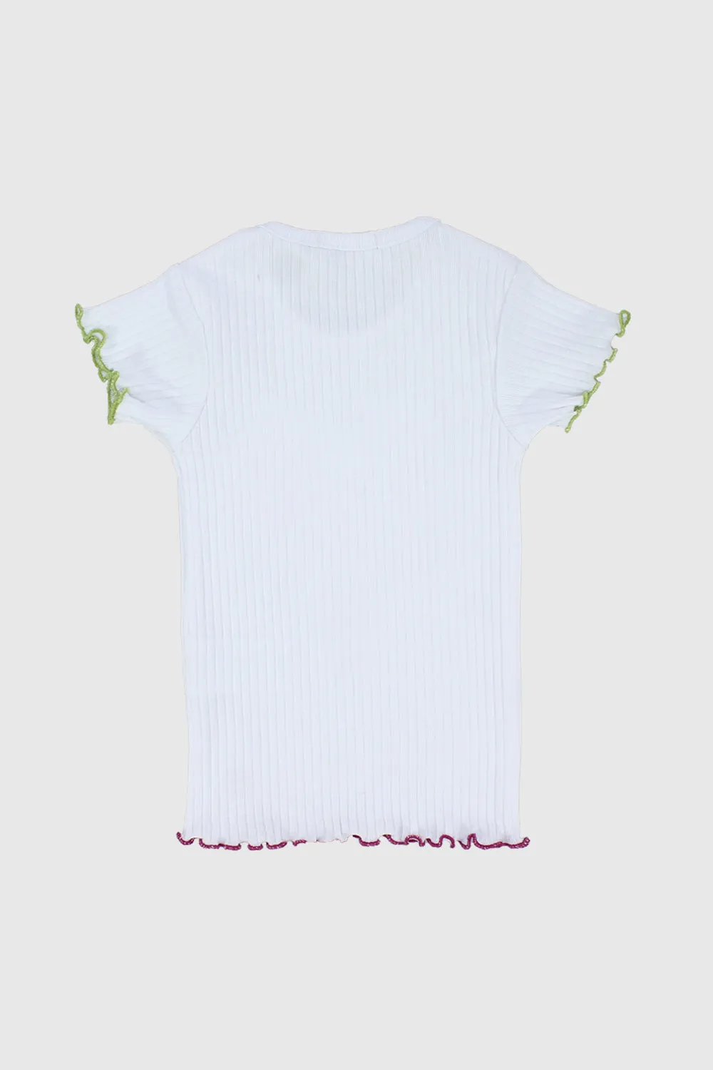 Happy Sun White Ribbed Short-Sleeved T-Shirt