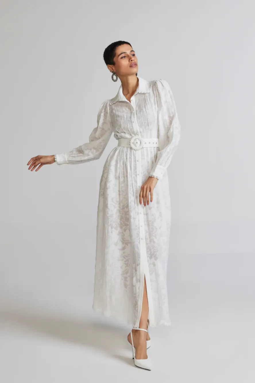 Hemant and Nandita - Ilara Long Shirt Dress - White