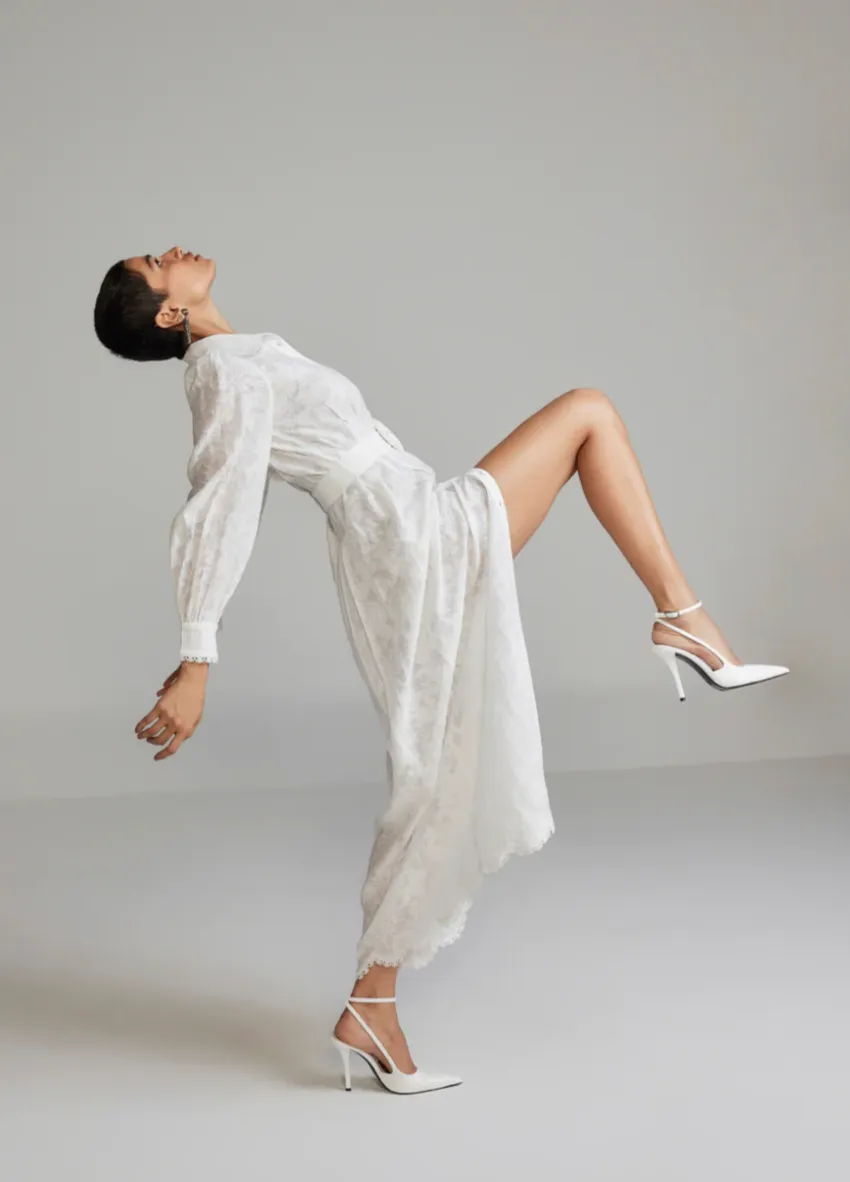 Hemant and Nandita - Ilara Long Shirt Dress - White