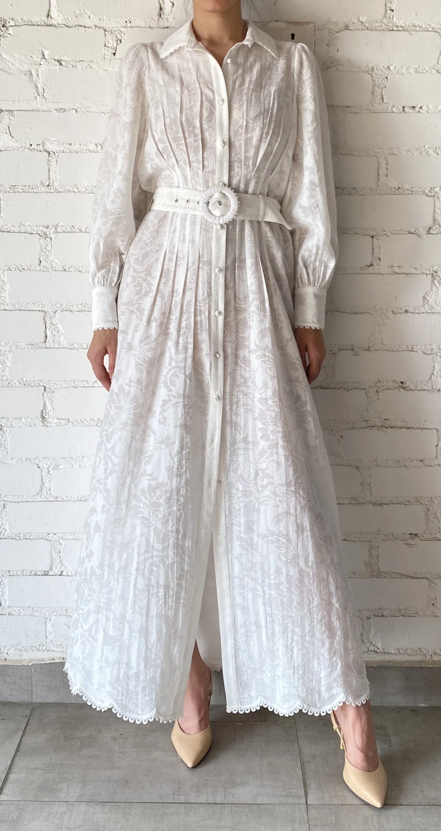 Hemant and Nandita - Ilara Long Shirt Dress - White