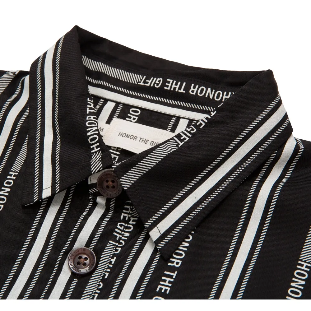 HONOR THE GIFT HONOR STRIPE BUTTON UP-BLACK