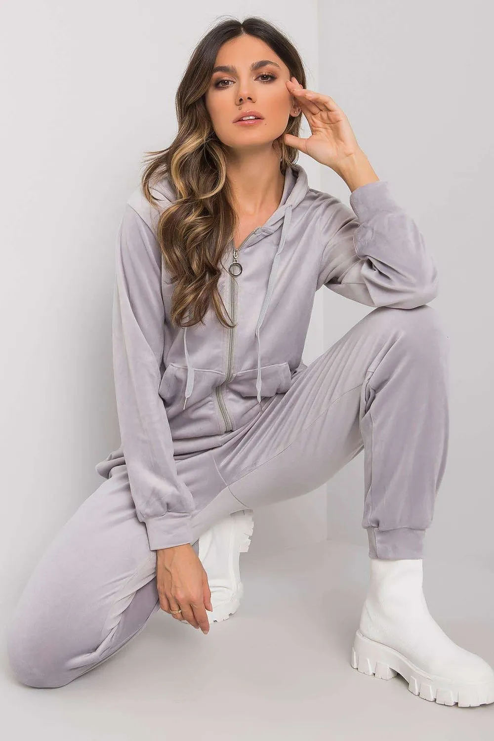 Hooded Sweatshirt & Joggers Set Grey