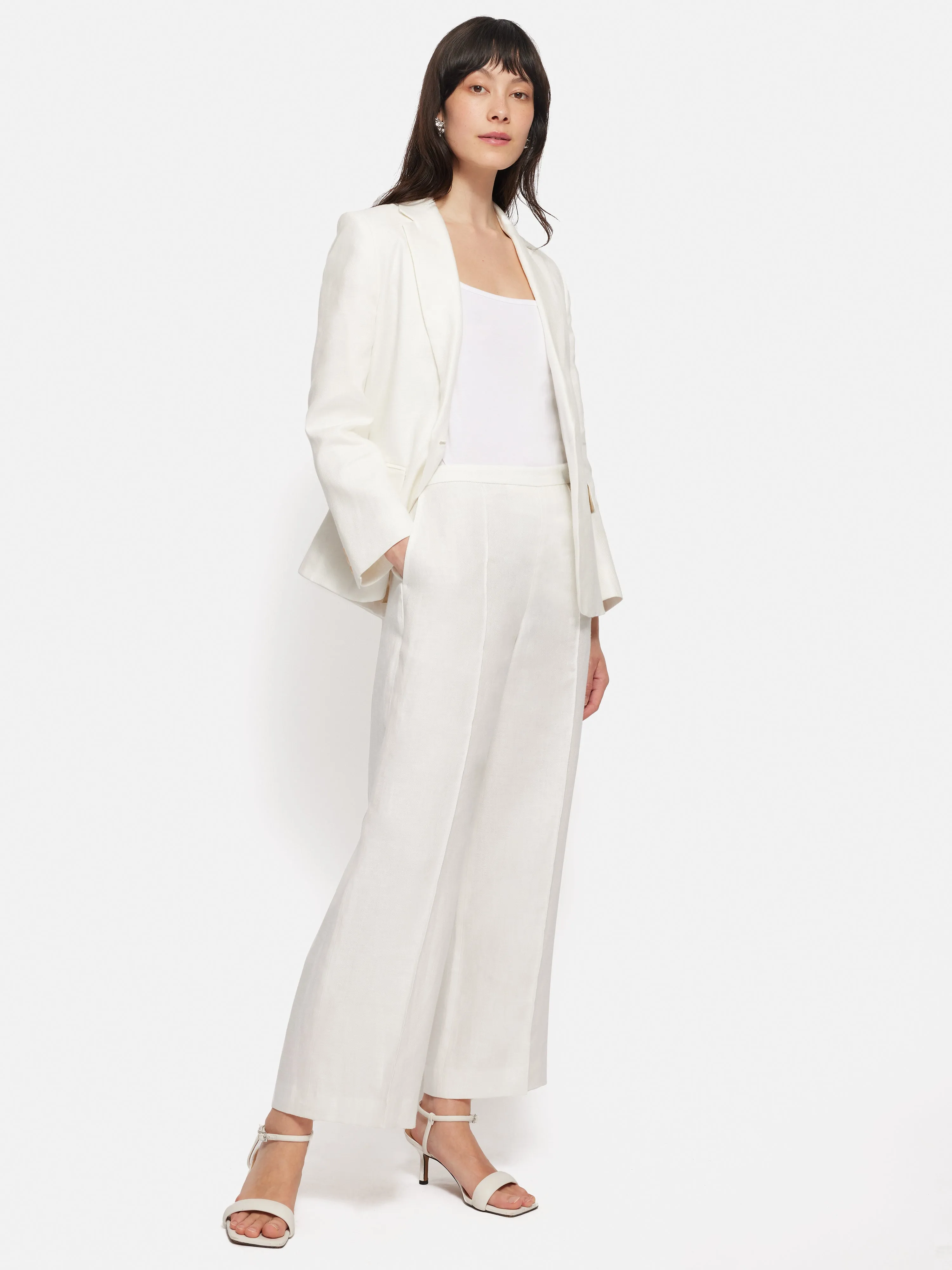 Irish Linen Herringbone Brook Jacket | White