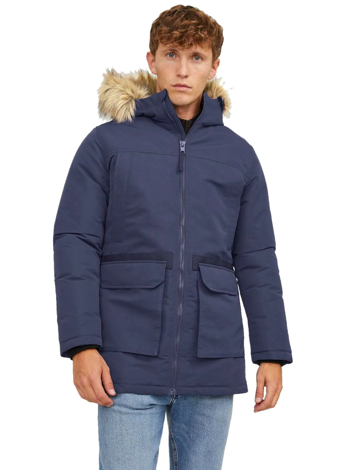 Jack & Jones Mens 'JJEWING' Hooded Parka Jacket